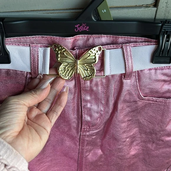 🎀Wicked x Justice Girl's Pink Shimmering Denim Skirt Skort 12yrs-14 yrs 16yrs✨ - Picture 7 of 8
